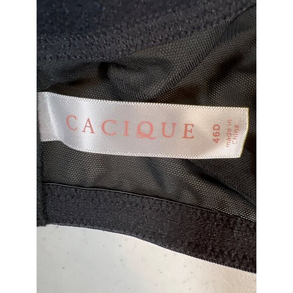 Cacique Black Lace Underwire Bra 46D Modern Lace Style Nylon Blend Womens Plus S - Picture 4 of 5